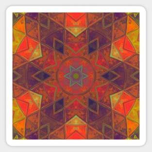 Mosaic Kaleidoscope Flower Red Purple and Green Sticker